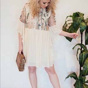 2XL Embroidered Mesh Dress, Natural